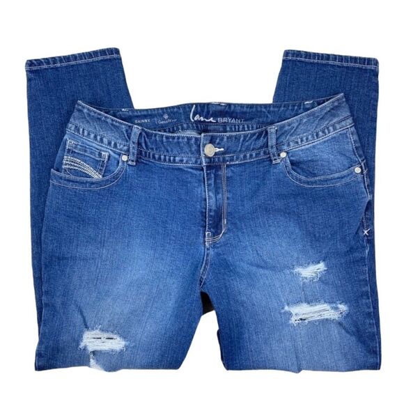 Lane Bryant Genius Fit Skinny Jeans Women Plus 24 Destroyed Studded Back‎ Pocket - Picture 2 of 12
